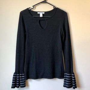 WHBM Bellbottom Long Sleeve Black Shirt